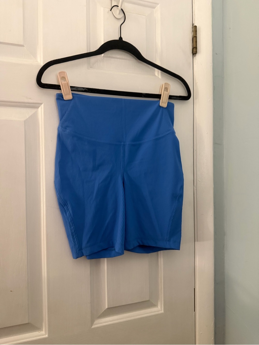 Lululemon Blue Ribbed High-Rise Biker Shorts 6 Electric Blue